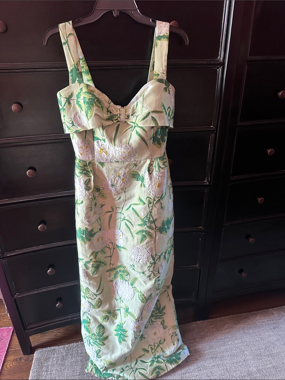 LulaKate Green Floral Maxi bridesmaid Dress Sz 6